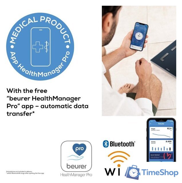 Умные напольные весы Beurer BF880 Wi-Fi - Изображение №6 — Интернет-магазин Time-Shop