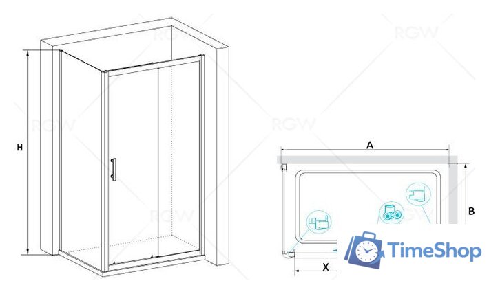 Душевой уголок RGW PA-145 100х80 - Изображение №2 — Интернет-магазин Time-Shop