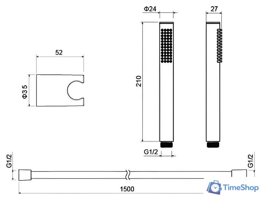 Душевой гарнитур  Aquatek Европа AQ2034CR - Изображение №5 — Интернет-магазин Time-Shop
