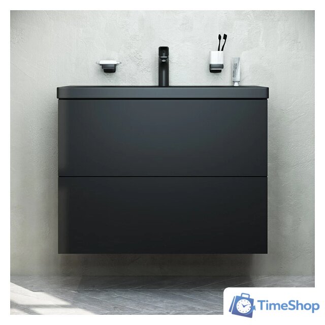  AM.PM Тумба под умывальник Gem 75 M90FHX07522BM (черный матовый) - Изображение №1 — Интернет-магазин Time-Shop