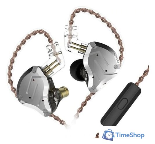 Наушники KZ Acoustics ZS10 Pro (с микрофоном, серебристый/черный) - Изображение №1 — Интернет-магазин Time-Shop