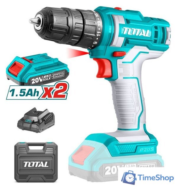 Дрель-шуруповерт Total TDLI20028 (с 2-мя АКБ, кейс) - Изображение №1 — Интернет-магазин Time-Shop