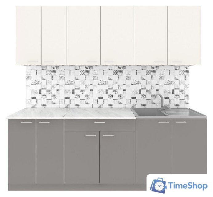 Готовая кухня Агута Альфа 2.2 (глиняный серый/сатин/опал светлый) - Изображение №1 — Интернет-магазин Time-Shop