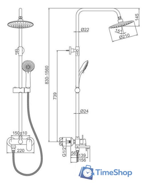 Душевая система  Ledeme L2410-1 - Изображение №2 — Интернет-магазин Time-Shop