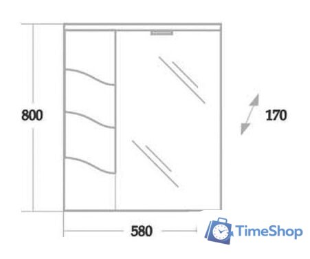  Onika Шкаф с зеркалом Лайн 58.01 L [205819] - Изображение №3 — Интернет-магазин Time-Shop