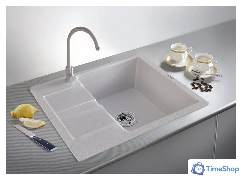 Кухонная мойка ZorG Apollo 58 (белый камень) - Изображение №9 — Интернет-магазин Time-Shop