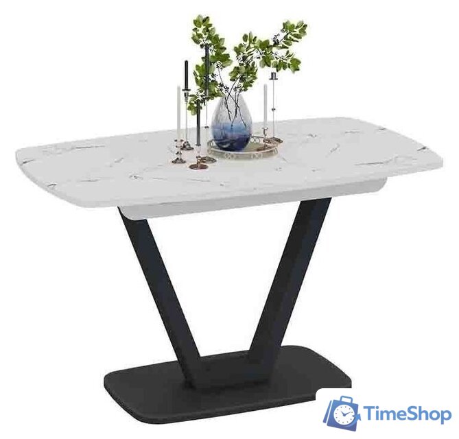 Кухонный стол Трия Сингапур Тип 1 (черный муар/стекло белый мрамор) - Изображение №1 — Интернет-магазин Time-Shop