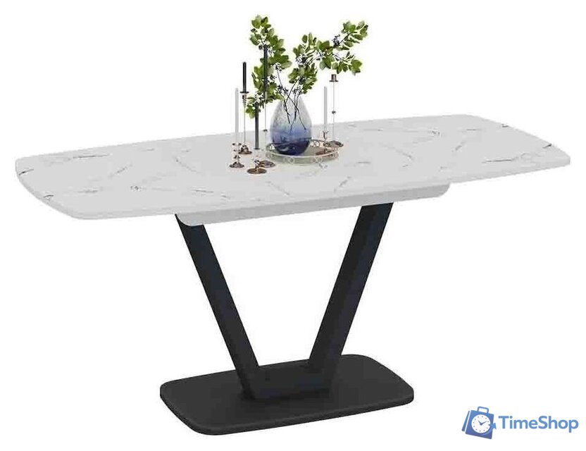 Кухонный стол Трия Сингапур Тип 1 (черный муар/стекло белый мрамор) - Изображение №2 — Интернет-магазин Time-Shop