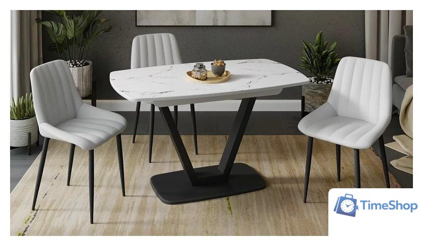 Кухонный стол Трия Сингапур Тип 1 (черный муар/стекло белый мрамор) - Изображение №3 — Интернет-магазин Time-Shop