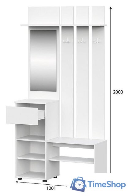 Стенка NN мебель Токио с зеркалом (белый текстурный) - Изображение №3 — Интернет-магазин Time-Shop