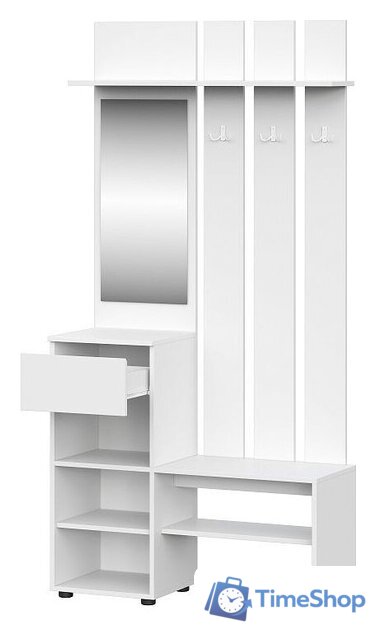 Стенка NN мебель Токио с зеркалом (белый текстурный) - Изображение №2 — Интернет-магазин Time-Shop