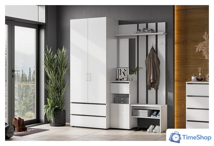 Стенка NN мебель Токио с зеркалом (белый текстурный) - Изображение №4 — Интернет-магазин Time-Shop