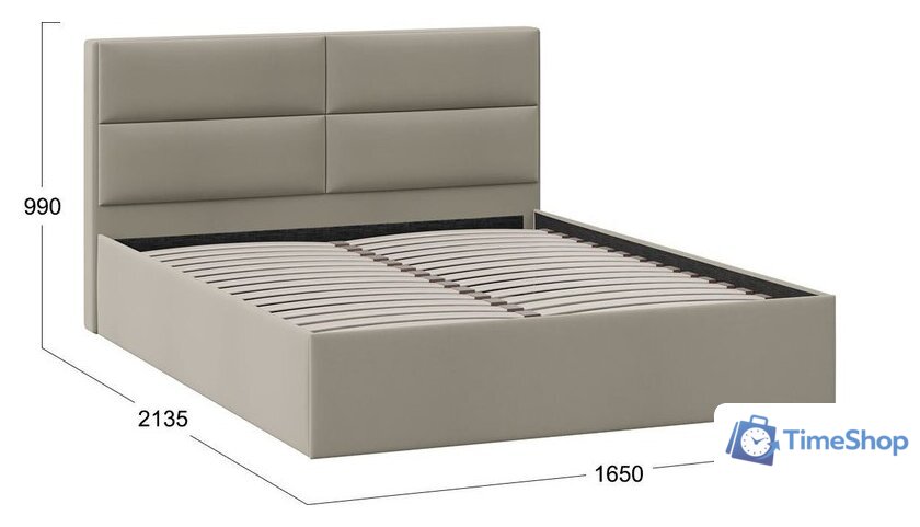 Кровать Трия Глосс универсальный тип 1 160x200 (велюр мокко темный) - Изображение №3 — Интернет-магазин Time-Shop