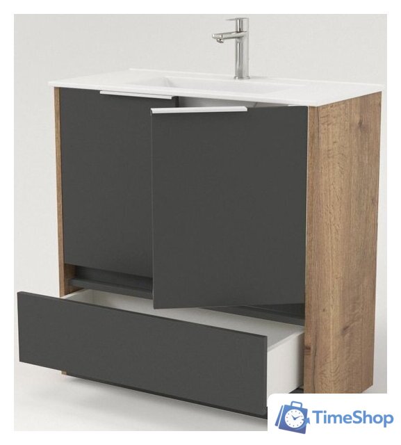  Дабер Тумба под умывальник 017 WeltWasser Deilbach 7517-80 Т17.8W.0.22Б (дуб галифакс/серый/ручка белая) - Изображение №2 — Интернет-магазин Time-Shop
