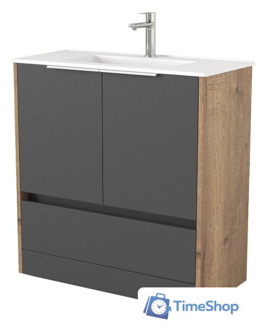  Дабер Тумба под умывальник 017 WeltWasser Deilbach 7517-80 Т17.8W.0.22Б (дуб галифакс/серый/ручка белая) - Изображение №1 — Интернет-магазин Time-Shop