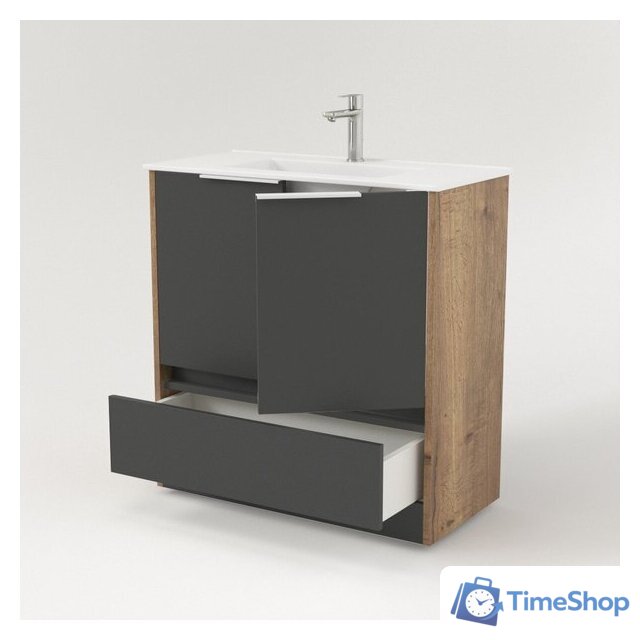  Дабер Тумба под умывальник 017 60 Т17.6.0.22Б (дуб галифакс/серый/ручка белая) - Изображение №3 — Интернет-магазин Time-Shop