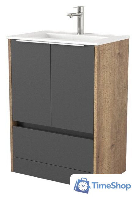  Дабер Тумба под умывальник 017 60 Т17.6.0.22Б (дуб галифакс/серый/ручка белая) - Изображение №1 — Интернет-магазин Time-Shop