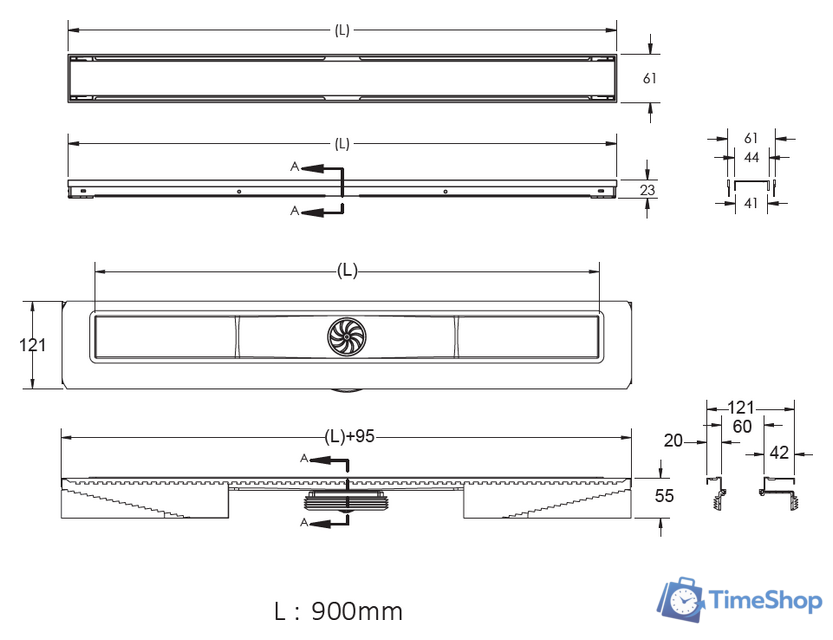 Трап/канал Berges Wasserhaus B1 Keramik 900 (матовый хром) - Изображение №10 — Интернет-магазин Time-Shop