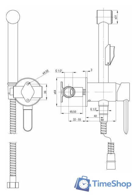 Гигиенический душ Deante Jasmin Nero BGJ N34M - Изображение №2 — Интернет-магазин Time-Shop