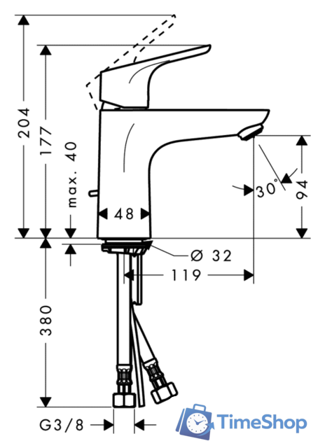Смеситель Hansgrohe Focus 31607000 - Изображение №2 — Интернет-магазин Time-Shop