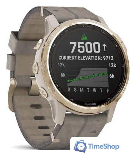 Умные часы Garmin Fenix 6S Pro Solar (светло-золотистый, замша) - Изображение №2 — Интернет-магазин Time-Shop