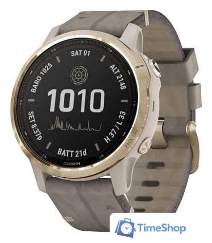 Умные часы Garmin Fenix 6S Pro Solar (светло-золотистый, замша) - Изображение №1 — Интернет-магазин Time-Shop