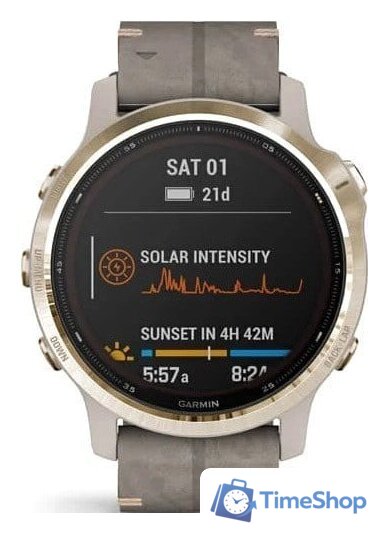 Умные часы Garmin Fenix 6S Pro Solar (светло-золотистый, замша) - Изображение №10 — Интернет-магазин Time-Shop