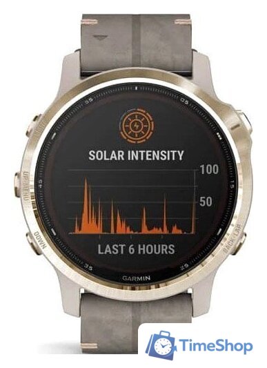 Умные часы Garmin Fenix 6S Pro Solar (светло-золотистый, замша) - Изображение №6 — Интернет-магазин Time-Shop