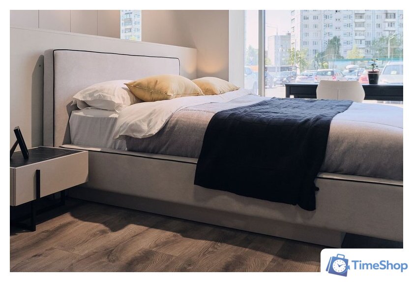 Кровать Ангстрем Милагро спальня с ПМ Малага-811.26 (М) (Simple 29/кашемир серый/оМ02) - Изображение №7 — Интернет-магазин Time-Shop