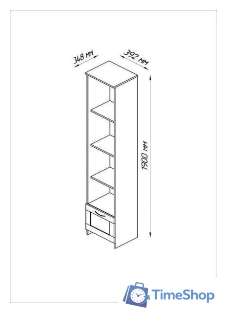 Стеллаж Mio Tesoro Сириус 1 ящик 39x190 2.02.07.130.1 (белый) - Изображение №4 — Интернет-магазин Time-Shop