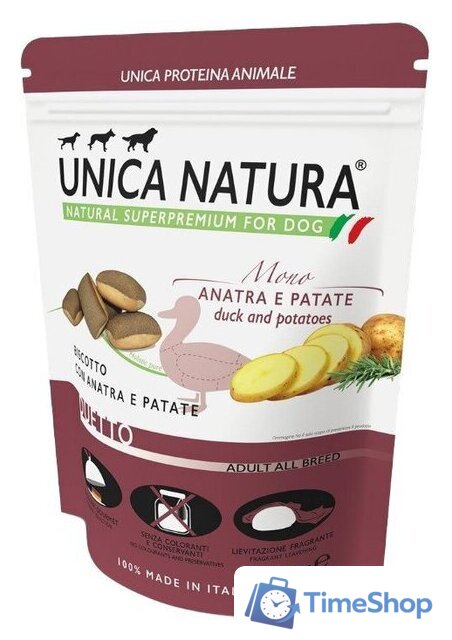 Лакомство для собак Unica Natura Mono Печенье утка, картофель 300 г - Изображение №1 — Интернет-магазин Time-Shop