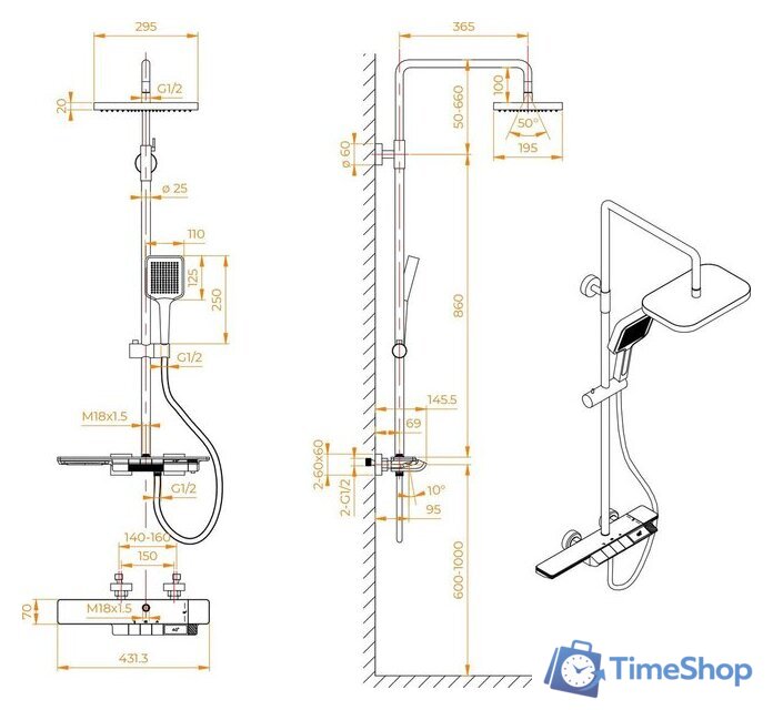 Душевая система  RGW SP-34G - Изображение №7 — Интернет-магазин Time-Shop