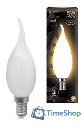 Светодиодная лампочка Gauss Filament Candle Tailed Opal E14 5 Вт 2700 К 104201105 - Изображение №1 — Интернет-магазин Time-Shop