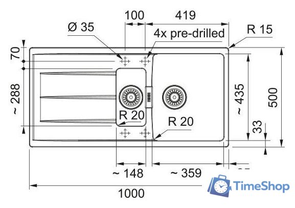 Кухонная мойка Franke Centro CNG 651-100 114.0710.224 (бежевый) - Изображение №2 — Интернет-магазин Time-Shop