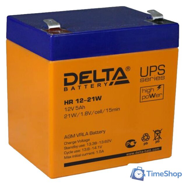 Аккумулятор для ИБП Delta HR 12-21W (12В/5 А·ч) - Изображение №1 — Интернет-магазин Time-Shop