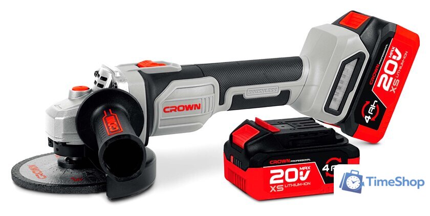 Угловая шлифмашина Crown CT23026-125XS-4 BMC (с 2-мя АКБ) - Изображение №1 — Интернет-магазин Time-Shop