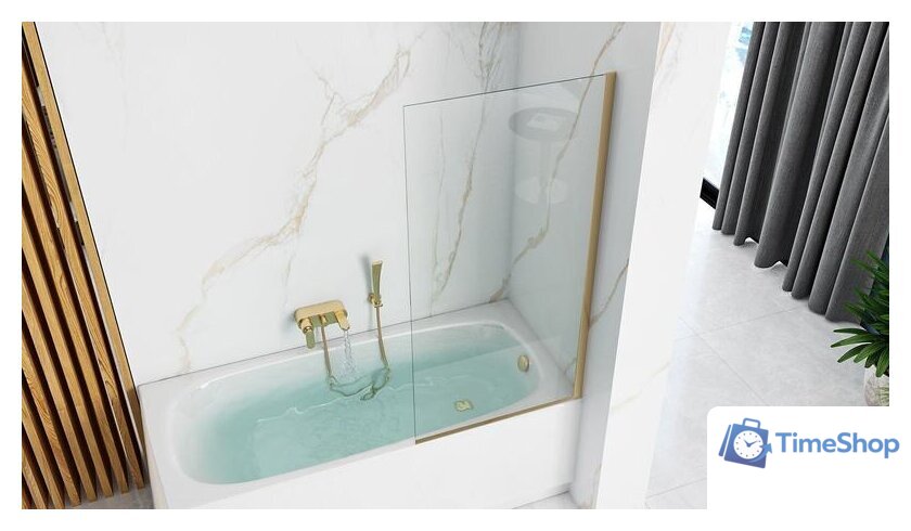 Стеклянная шторка для ванны Rea Elegant 80 (золото/прозрачное стекло) - Изображение №3 — Интернет-магазин Time-Shop