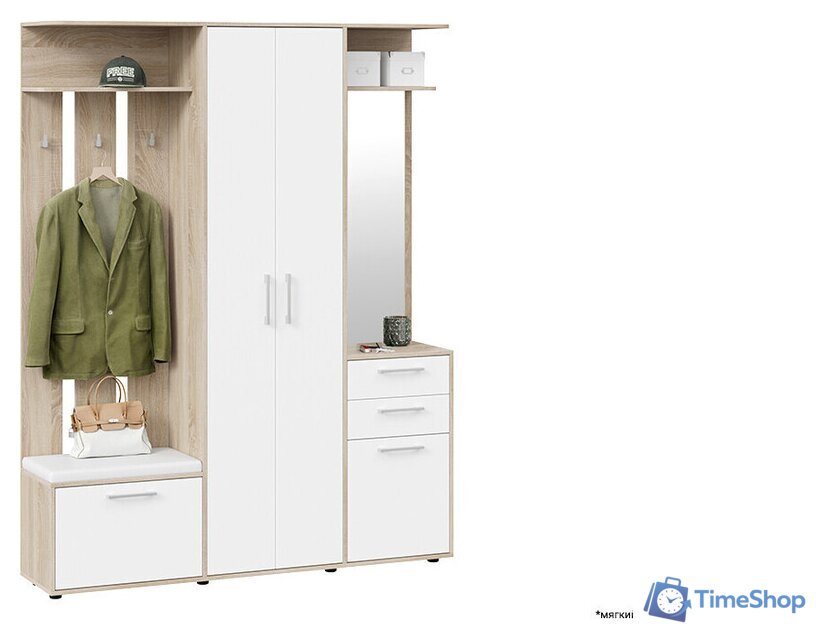 Стенка Трия Витра тип 2 (дуб сонома/белый ясень) - Изображение №1 — Интернет-магазин Time-Shop