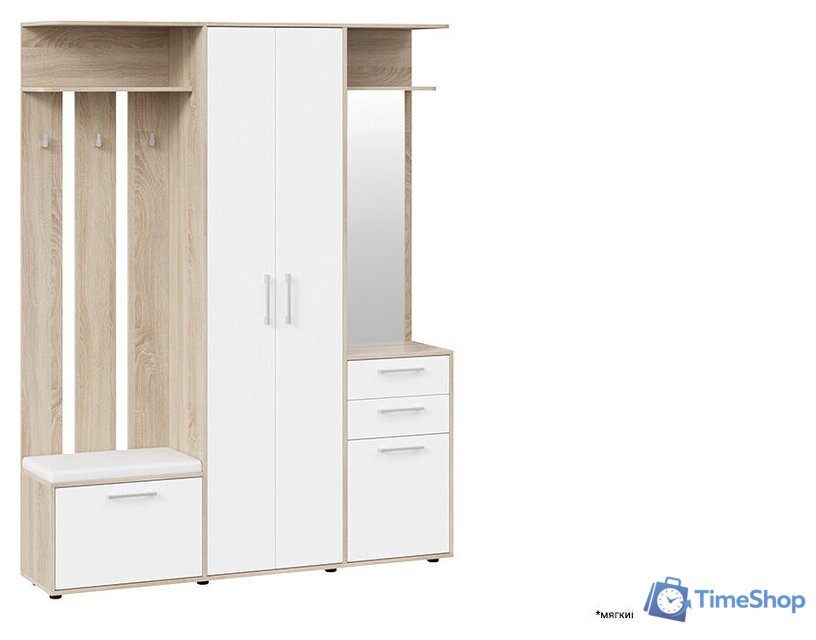 Стенка Трия Витра тип 2 (дуб сонома/белый ясень) - Изображение №4 — Интернет-магазин Time-Shop