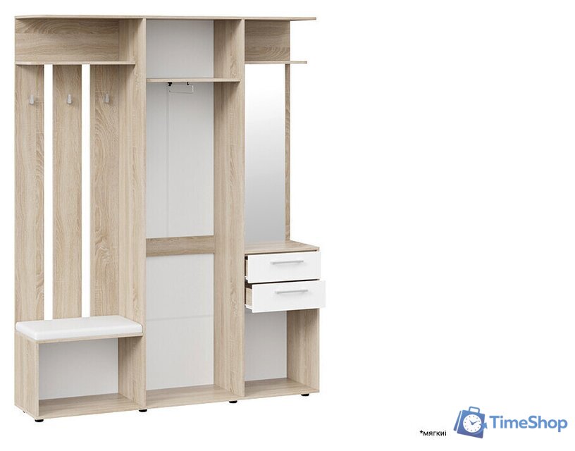 Стенка Трия Витра тип 2 (дуб сонома/белый ясень) - Изображение №5 — Интернет-магазин Time-Shop