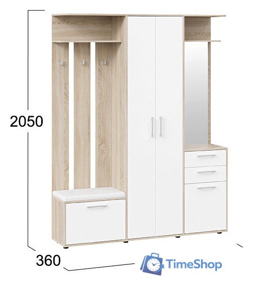 Стенка Трия Витра тип 2 (дуб сонома/белый ясень) - Изображение №2 — Интернет-магазин Time-Shop