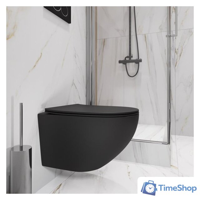 Унитаз подвесной Lauter Sulzdorf с микролифтом и кнопкой смыва 219704J (черный) - Изображение №28 — Интернет-магазин Time-Shop