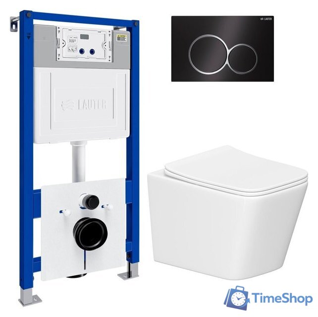 Унитаз подвесной Lauter Square 214903 с кнопкой 219704E (круглая, черный) - Изображение №2 — Интернет-магазин Time-Shop