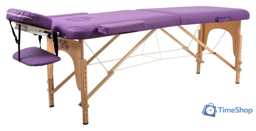 Массажный стол Atlas Sport складной 2-с деревянный 70 см (фиолетовый) - Изображение №1 — Интернет-магазин Time-Shop
