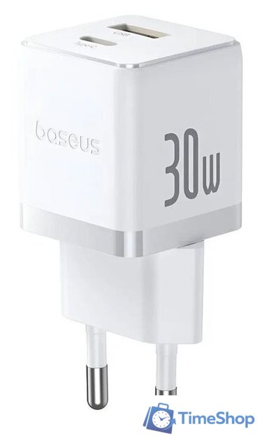 Сетевое зарядное Baseus Palm Fast Charger C+U 30W EU P1011160A213-01 (белый) - Изображение №1 — Интернет-магазин Time-Shop