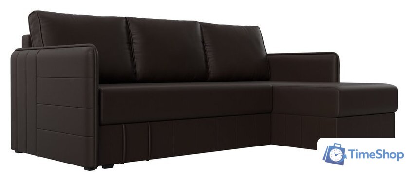 Угловой диван Лига диванов Слим правый (экокожа коричневый) - Изображение №1 — Интернет-магазин Time-Shop