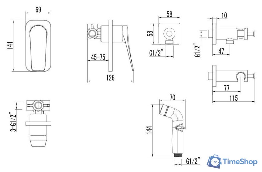 Гигиенический душ Lemark Bronx LM3719BL - Изображение №2 — Интернет-магазин Time-Shop