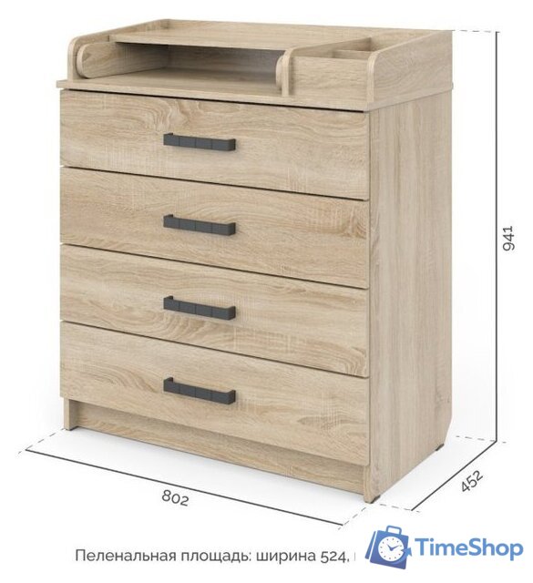 Детский комод Атон Мебель Marvin (дуб сонома) - Изображение №4 — Интернет-магазин Time-Shop