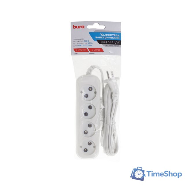 Удлинитель Buro BU-PSL4.3/W - Изображение №4 — Интернет-магазин Time-Shop