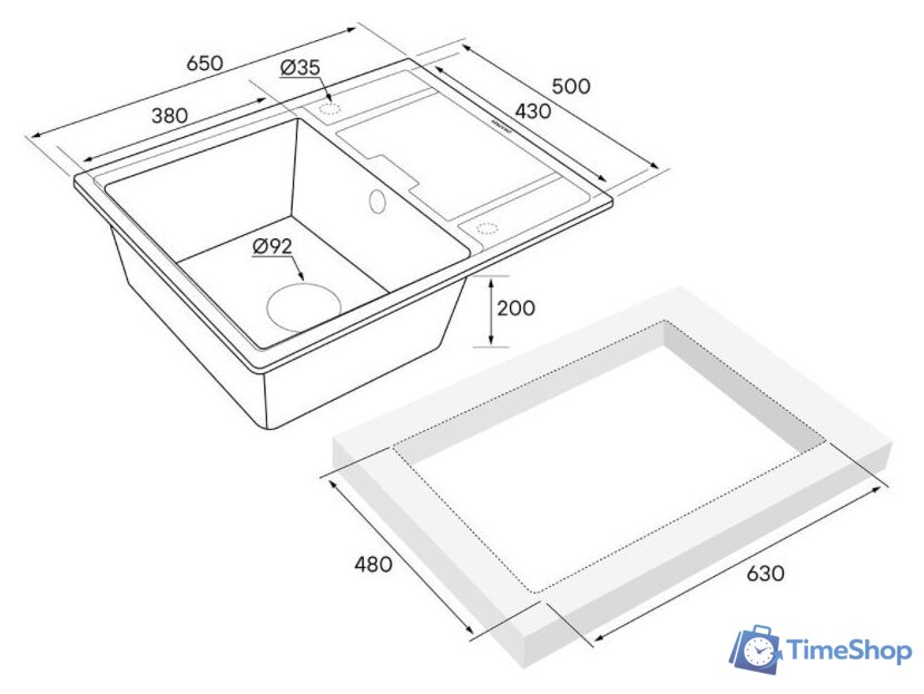 Кухонная мойка Paulmark Weimar PM216550-BLM - Изображение №3 — Интернет-магазин Time-Shop
